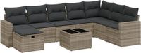 vidaXL 9-delige loungeset met kussens, polyrattan, lichtgrijs