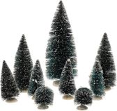 Merkloos / Sans marque G. Wurm Gmbh + Co. Kg Kerstdorp - miniatuur kerstbomen - 9x st - groen - 6 tot 20 cm - boompjes