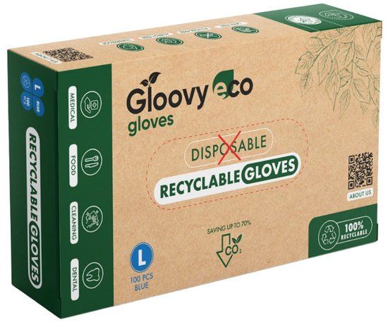 Gloovy Eco Huishoudhandschoenen Blauw L (100 stuks)