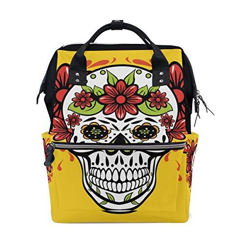 MONTOJ Mexicaanse Bloemen Schedel Canvas Rugzak Reizen Campus Rugzak