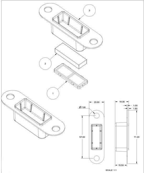 Algemeen Sluitplaat tbv magneetslot loop/wc