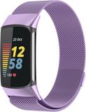 Strap-it Milanees Smartwatch bandje - Geschikt voor Fitbit Charge 5 Milanese band - lichtpaars