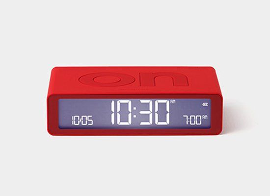 Lexon Flip Classic ON OFF omkeerbare oplaadbare Wekker - Rood