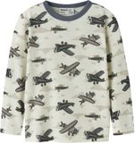 NAME IT Jongens Lange Mouwen Shirt NMMWILLITUS WOOL LS TOP - Maat 116 - Wol - Wit