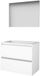 Basic-Line Basic 46 Badkamermeubelset - 80 x 46 cm - Greeploos - 2 Lades - Acryl Wastafel - Zonder Kraangat - Spiegel - Ice White