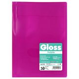 Grafoplás 1472554 Hoesmap van flexibel polypropyleen, 30 hoezen van glas, roze fuchsia, folie, poly-gloss
