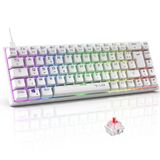 The G-Lab Keyz Titanium - gaming-toetsenbord wit 65% AZERTY, USB – mechanisch toetsenbord switch rood – RGB 100% aanpasbaar, anti-ghosting, programmeerbare macro – voor pc, PS4, PS5, Xbox – nieuw