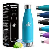 HoneyHolly Drinkfles van roestvrij staal, 500 ml, BPA-vrij, lekvrij, vacuüm geïsoleerd, thermoskan, dubbelwandige waterfles voor fiets, reizen, sport, yoga, camping, fiets