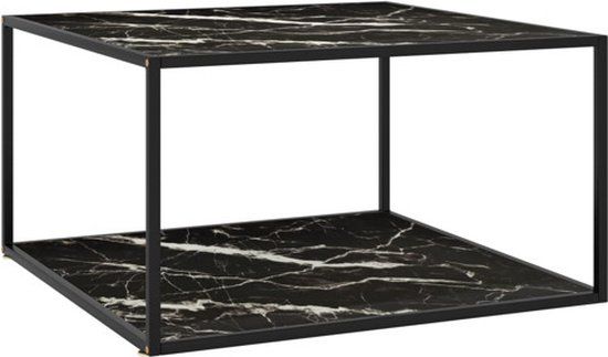 vidaXL Salontafel met zwart marmerglas 90x90x50 cm zwart