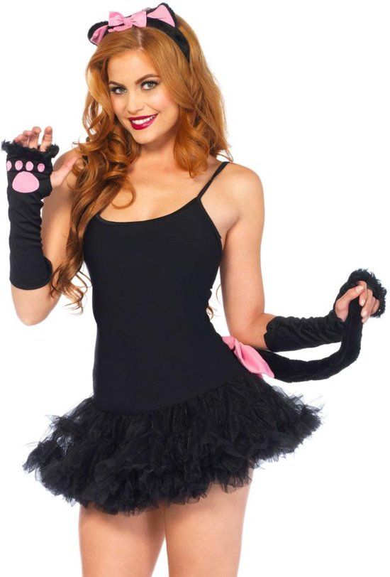 Leg Avenue Pretty Kitty driedelige katten verkleed accessoire set zwart