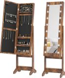 Homcom Vrijstaande Sieradenkast - Hout - 36x30x136cm - Rustiek bruin