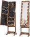 Homcom Vrijstaande Sieradenkast - Hout - 36x30x136cm - Rustiek bruin