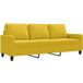 Canapé 3 Places Jaune 180 Cm Velours