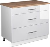 Vicco Keukenonderkast Fame-Line, Wit Hoogglans/Wit, 100 cm, WB Eik