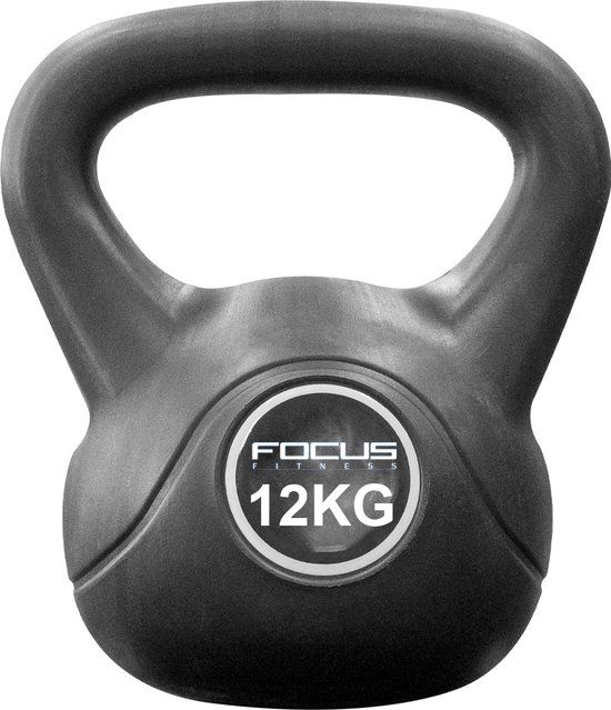 Focus Fitness Kettlebell - 12 KG - Zwart - PVC