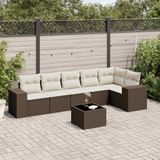 Prolenta Maison Exclusive - Tuinset voor de tuin, 7-delig, met kussens, bruin, van polyrotan