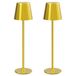 UPXNBOR Draadloze Nachtkastlamp Set van 2 voor Slaapkamer, Nachtlampje voor Kinderen en Volwassenen, 3 helderheidsniveaus, Metalen behuizing, Dubbele batterij, USB-oplaadbaar, Goudkleurig