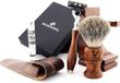 Durable 4-piece shaving set with wooden handle