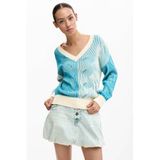 Desigual V-hals trui dames Bristol blauw
