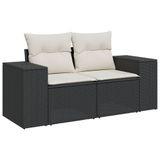 vidaXL 5-delige Loungeset met Kussens, Poly Rattan, Zwart