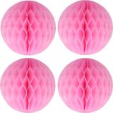 Merkloos / Sans marque Fest-Dekor Gmbh Papieren kerstballen - 4 stuks - Roze - 10 cm