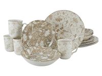 Creatable 22256 Serie Damast Beige Combinatie Service 16 Stuks Steengoed