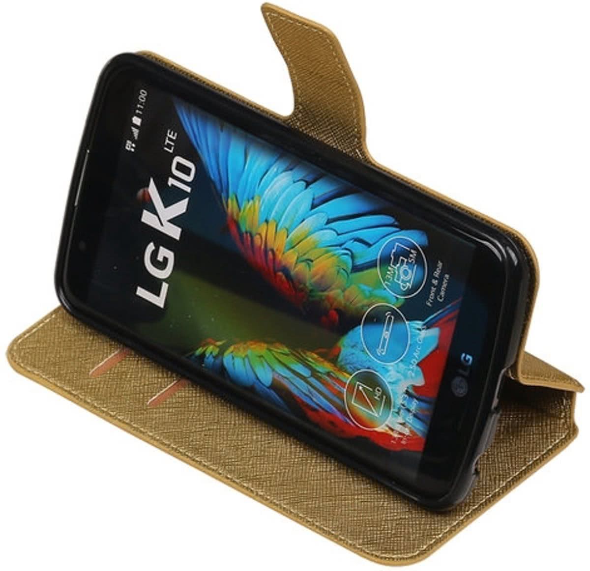 Best Cases Goud LG K10 TPU wallet case booktype hoesje HM Book - 8718883795723