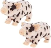 Keel Toys Pluche Varken/Biggetje Knuffeldier - 2x - Roze Gevlekt - Lopend - 28 cm