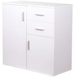 BAKAJI Commode met 2 deuren en 2 laden, ruim design, minimalistisch design, slaapkamer, woonkamer, woondecoratie, kantoor, robuust, veelzijdig bruikbaar (wit)