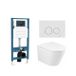 QeramiQ Dely Toiletset - reservoir encastré Qeramiq Flush - abattant 35mm - plaque de commande en marbre blanc naturel - boutons ronds - blanc mat