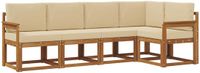 vidaXL Hoek loungeset 5 zitplaatsen Acacia hout Natuurlijk en beige