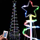 Bakaji Spiraalvormige kerstboom met 135 leds, RGB, slank, ruimtebesparend, met afstandsbediening op afstand met meerkleurige sterpunt, transparante buis voor binnen en buiten (meerkleurig)
