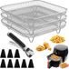 Ibenzoa® Set de paniers carrés empilables en acier inoxydable pour friteuse à air avec accessoires