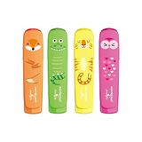 KeyRoad Fluo Jungle Markeerstiften, set van 4 stuks, kleur: orgungeel, roze, groen/markeerstift, niet-giftige inkt, voor kinderen op school, lijndikte: 1-5 mm, KR972176
