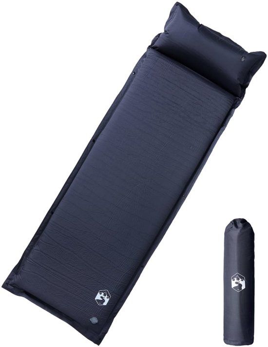vidaXL Kampeermatras Zelfopblazend 1-persoons Grijs