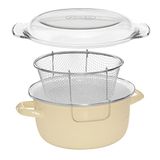 Premier Housewares 5L Diepe Vet friteuse Emaille frituurpan met glazen deksel frituurpan frituurpan roomfriteuse mand kleine friteuse 16x33x27