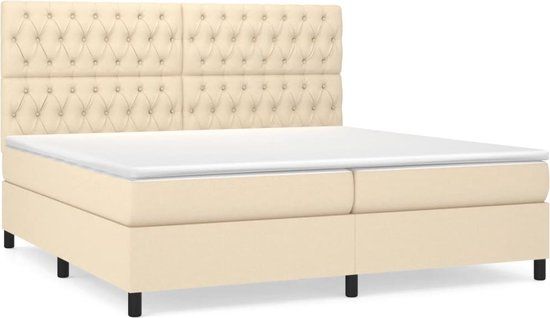 vidaXL Boxspring met matras stof crèmekleurig 200x200 cm