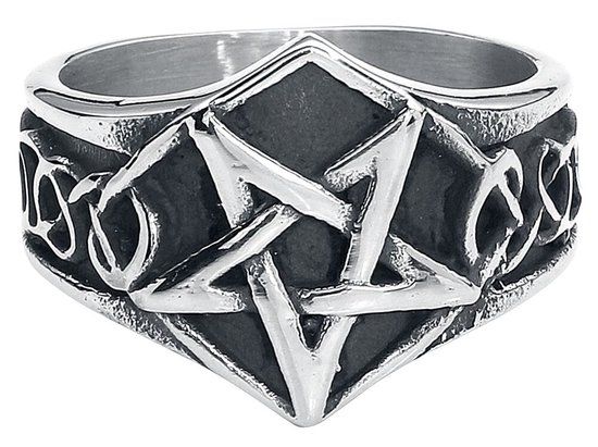etNox hard and heavy etNox Pentagram Unisex Ring - Zilverkleurig
