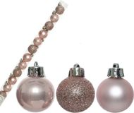 Decoris Kaemingk B.V. 14x stuks onbreekbare kunststof kerstballen blush roze 3 cm - glans/mat/glitter - Kerstboomversiering