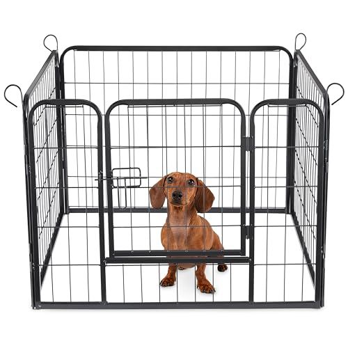 ACAZA Puppyren - Hondenren - 4 panelen - 60 cm hoog - Met deur - Zwart - Puppyren Opvouwbaar - Hondenkennel - Konijnenren