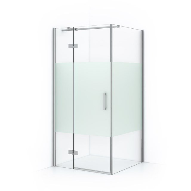 Maxaro Douchecabine Diamond 90x90cm 8mm Helder Veiligheidsglas met Matte Strook Chroom