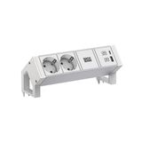 Bachmann DESK2 ALU WIT 2xCEE7/3 1xUSB A/C 22W 0,2m GST18