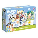 Bluey Vingerverfset voor kinderen vanaf 2 jaar, met 3 kleuren en 4 motieven