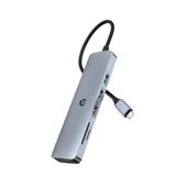 Tymyp 6-in-1 USB-C hub, dubbele monitor USB C-adapter met (HDMI 4K, USB A 3.0, SD/TF-kaartlezer), Chromebook/Air multiport dockingstation voor Surface, laptop, XPS en meer
