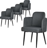 ML-Design Set van 4 Eetkamerstoelen Antraciet Stof Metalen Poten 120 kg