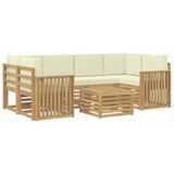 vidaXL - Buiten - bank - set - 7 - st - Wit - en - crèmekleurig - Polyester