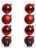 Decoris Kerstballen - 8 stuks - Rood - 10 cm Diameter - Glas