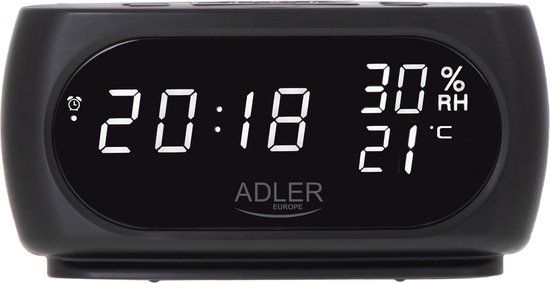 Adler AD 1186 - LED Wekker met Thermometer - Zwart