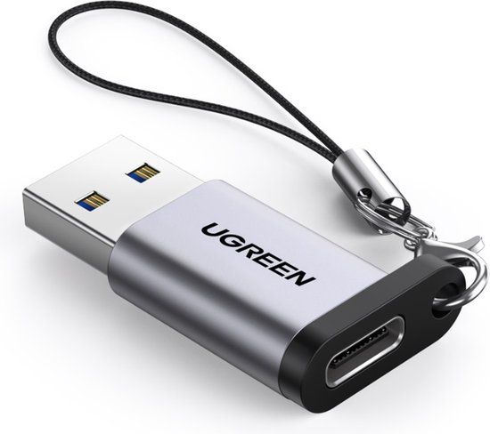 Ugreen USB 3.0 type-A male naar USB-C female adapter - 5Gbps - 3A fast charge - Sky grey