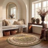 Safavieh Traditioneel tapijt voor woonkamer, eetkamer, slaapkamer - Lyndhurst Collection, korte pool, salie en ivoor, 120 x 120 cm
